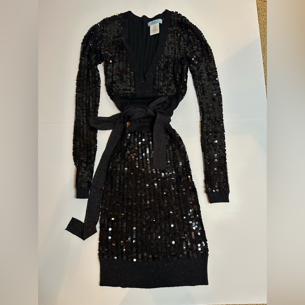 Marciano Black Sequin Long Sleeve Dress